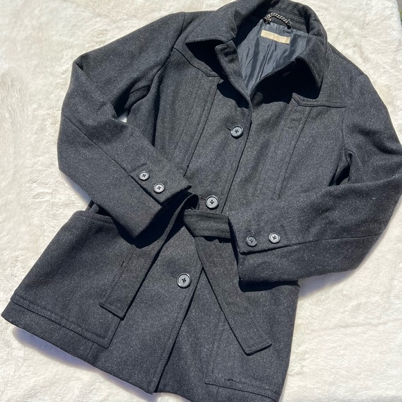 J. Crew Gray Wool Belted Pea Coat FLAWED - Picture 5 of 8